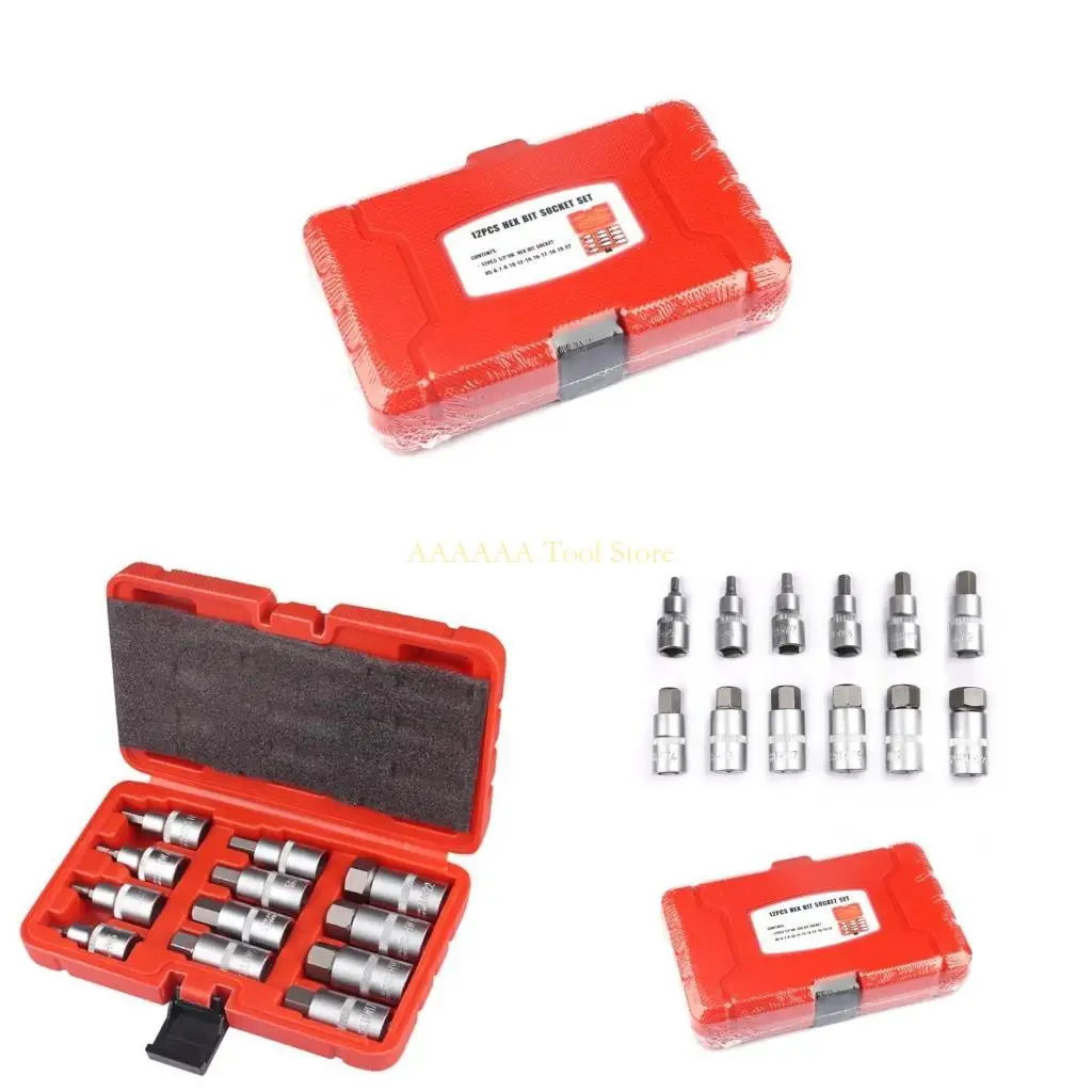 A2BE 12Pcs Professional 1/2inch Drives Impact Hexagon Bit Set Hexagon Driver Socket Set
A2BE 12Pcs Professional 1/2inch Drives Impact Hexagon Bit Set Hexagon Driver Socket Set
