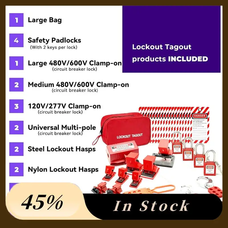 Electrical Locking Tag Kit, Metal Lotolock, Plug Lock, Nylon Zipper Tie, Carrying Case Set
Electrical Locking Tag Kit, Metal Lotolock, Plug Lock, Nylon Zipper Tie, Carrying Case Set