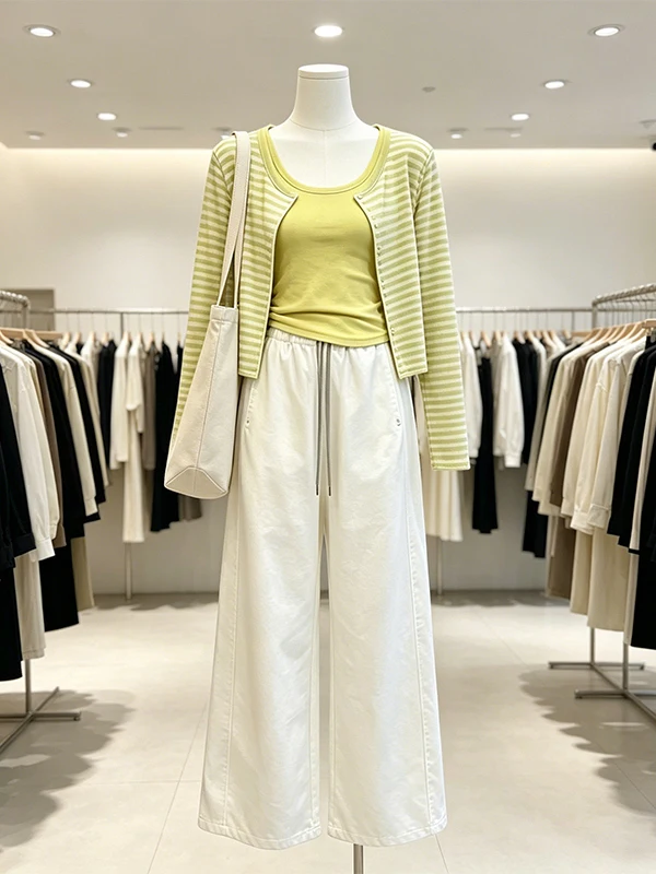 Large Size Women's Summer Trendy Striped Color Block Open Cardigan Tank Top Wide Leg Pants Three Piece Set Casual Korean Style
Large Size Women's Summer Trendy Striped Color Block Open Cardigan Tank Top Wide Leg Pants Three Piece Set Casual Korean Style