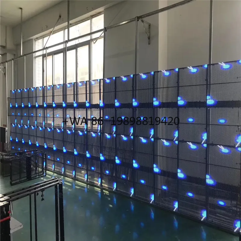 P3.91 Transparent LED Curtain Display See-through Video Wall for Glass Window Advertising