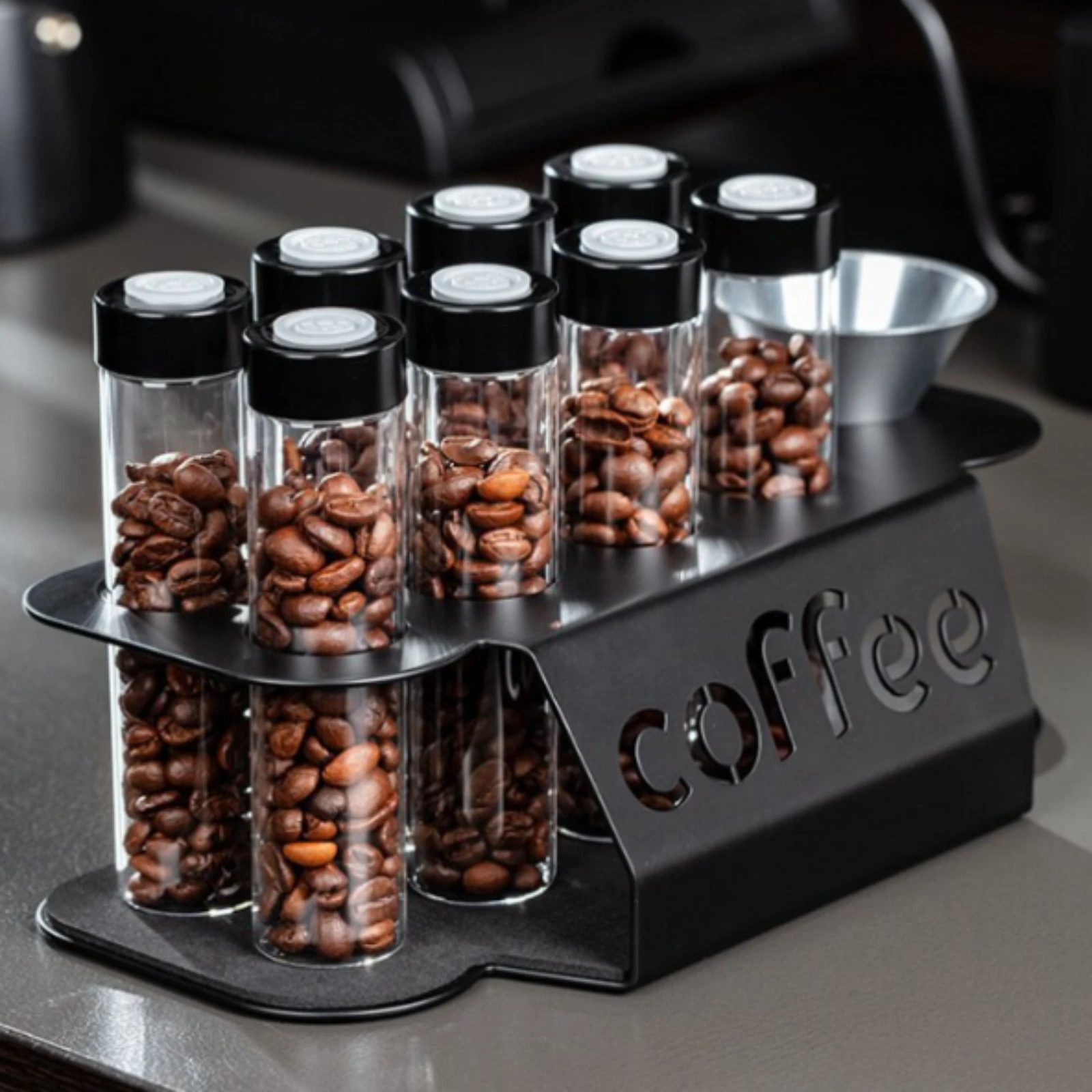 Coffee Bean Rack Cutout Front Panel Coffee Display Organizer Jar Storage Rack Transparent Jars Countertop Shelf Two-Level
Coffee Bean Rack Cutout Front Panel Coffee Display Organizer Jar Storage Rack Transparent Jars Countertop Shelf Two-Level