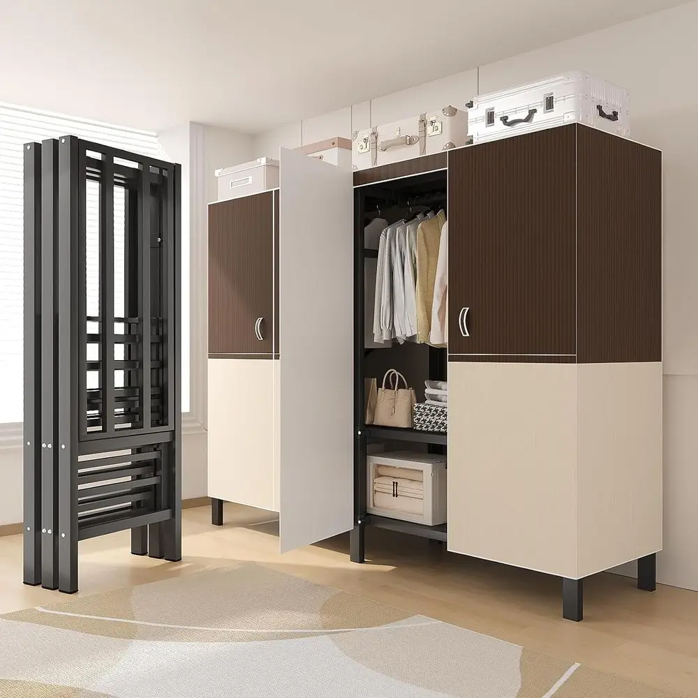 Portable Heavy-Duty 71 Metal Wardrobe Closet System with Cover, Holds 1500lbs, Ideal for Bedroom or Rental Property, Brown
Portable Heavy-Duty 71 Metal Wardrobe Closet System with Cover, Holds 1500lbs, Ideal for Bedroom or Rental Property, Brown
