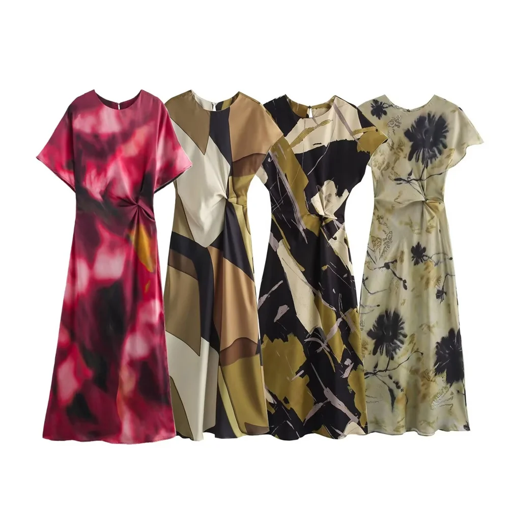 2025 TRAF Spring New Women's Fashion Slimming Round Neck Short Sleeve Silk Texture Printed Drawn Dress
2025 TRAF Spring New Women's Fashion Slimming Round Neck Short Sleeve Silk Texture Printed Drawn Dress