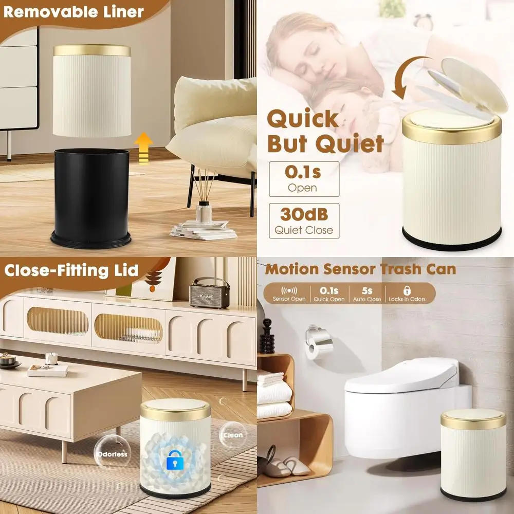 3.7 Gallon Touchless Motion-Activated Bathroom Trash Can with Lid - Large White Garbage Bin
3.7 Gallon Touchless Motion-Activated Bathroom Trash Can with Lid - Large White Garbage Bin