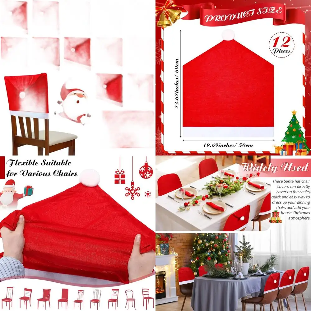 12-Piece Red Santa Hat Chair Covers for Christmas Holiday Party, 19.69 x 23.62 Inches
12-Piece Red Santa Hat Chair Covers for Christmas Holiday Party, 19.69 x 23.62 Inches