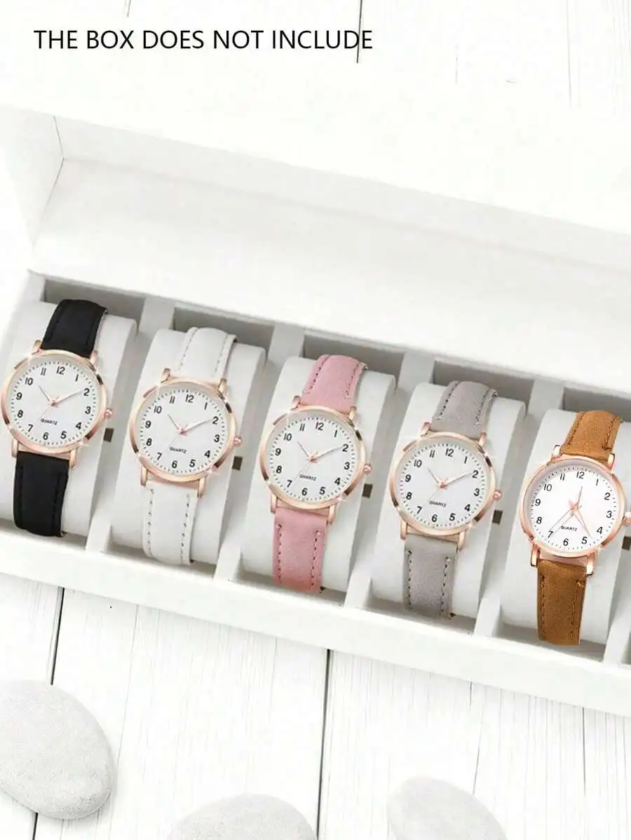 3pcs Women's Quartz Watches, Classic Round Dial Design With Black, White And Pink Leather Straps, Clear Numeric Markings,
3pcs Women's Quartz Watches, Classic Round Dial Design With Black, White And Pink Leather Straps, Clear Numeric Markings,