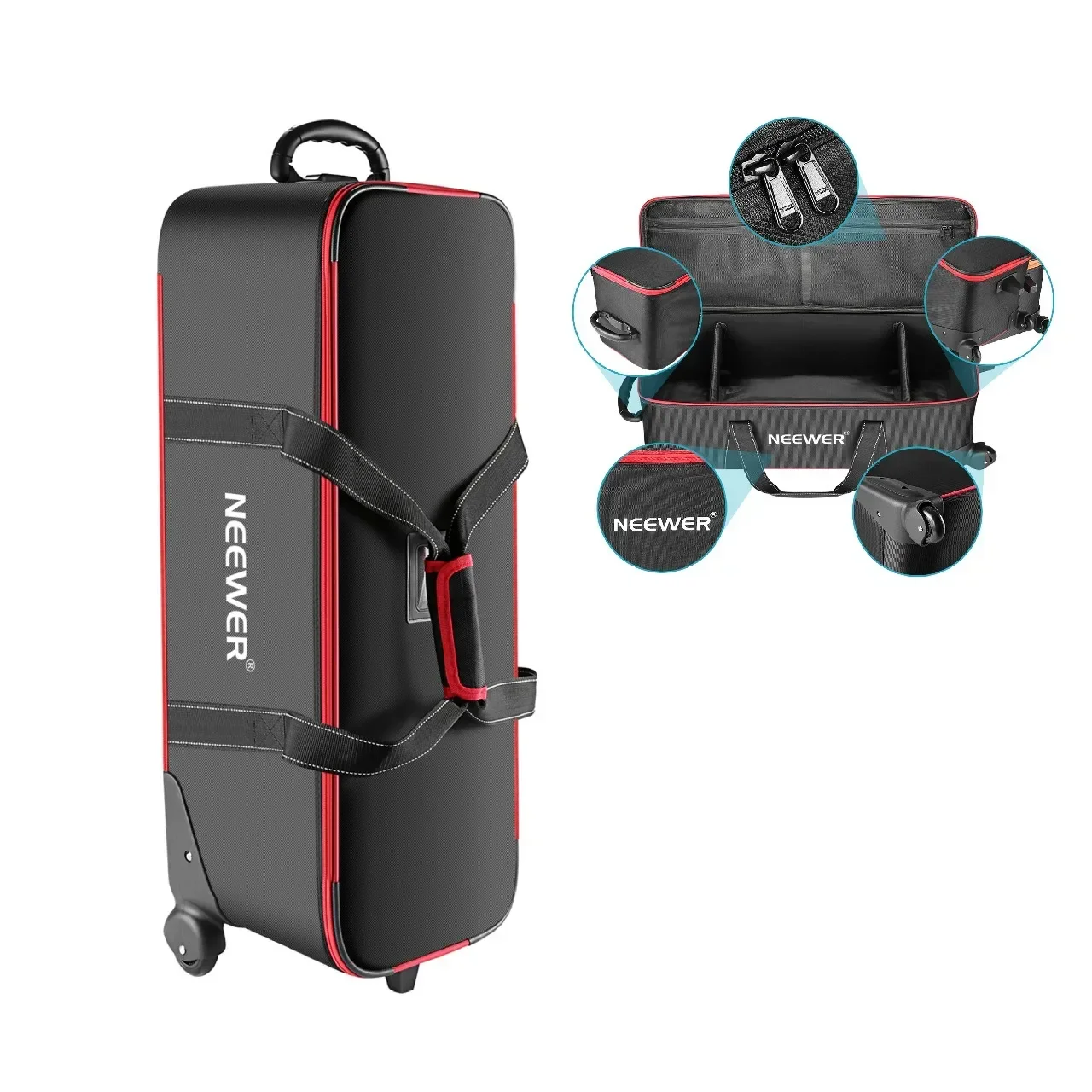 Neewer Photo Studio Equipment Trolley Carry Bag 30"x11"x11" With Straps Padded Compartment Wheel, Handle For Light Stand, Tripod
Neewer Photo Studio Equipment Trolley Carry Bag 30"x11"x11" With Straps Padded Compartment Wheel, Handle For Light Stand, Tripod