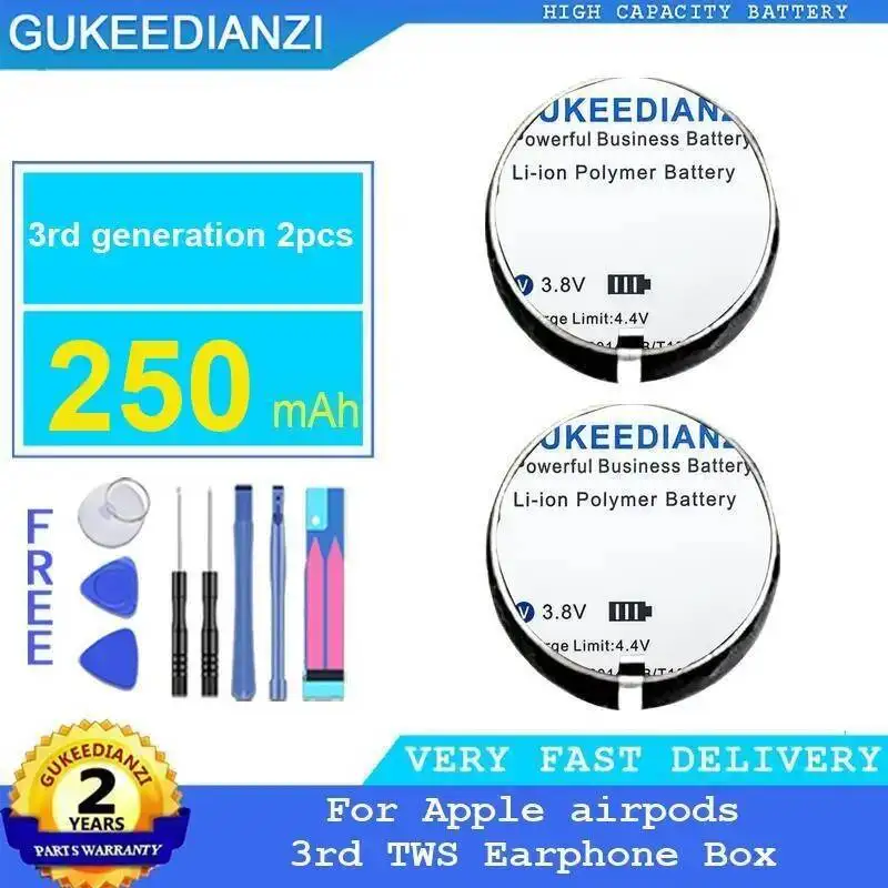 Аккумулятор для наушников емкостью 250 мАч для Apple Airpods 3-го поколения, 2 шт., длительный срок службы
Аккумулятор для наушников емкостью 250 мАч для Apple Airpods 3-го поколения, 2 шт., длительный срок службы