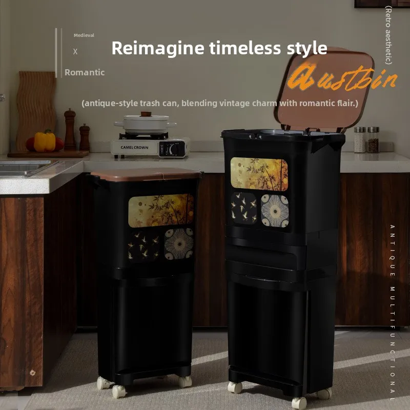 Vintage-Style Kitchen Trash Bin - Large Capacity, No Bending, Double Layer Wet/Dry Separation, Home Essential
Vintage-Style Kitchen Trash Bin - Large Capacity, No Bending, Double Layer Wet/Dry Separation, Home Essential