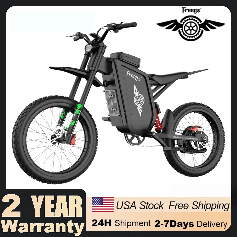 Freego Electric Dirt Bike for Adults X3 Electric Mountain Bike 8000W Motor 72V/40AH Battery E bike Speed 56MPH Electric Bicycle
Freego Electric Dirt Bike for Adults X3 Electric Mountain Bike 8000W Motor 72V/40AH Battery E bike Speed 56MPH Electric Bicycle
