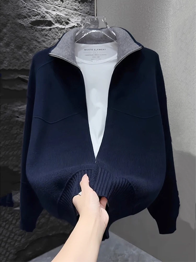 American Retro Korean Sle Men's f High Collar Zipper Knitted Sweater Coat Casual Loose Fit Comfortable Autumn Outerwear
American Retro Korean Sle Men's f High Collar Zipper Knitted Sweater Coat Casual Loose Fit Comfortable Autumn Outerwear