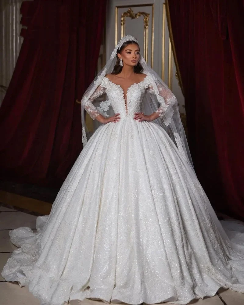 Flavinke Customized White Beaded Wedding Dresses Long Sleeves Chapel Wedding Gowns For Women Bride Dresses vestidos de novia 
Flavinke Customized White Beaded Wedding Dresses Long Sleeves Chapel Wedding Gowns For Women Bride Dresses vestidos de novia