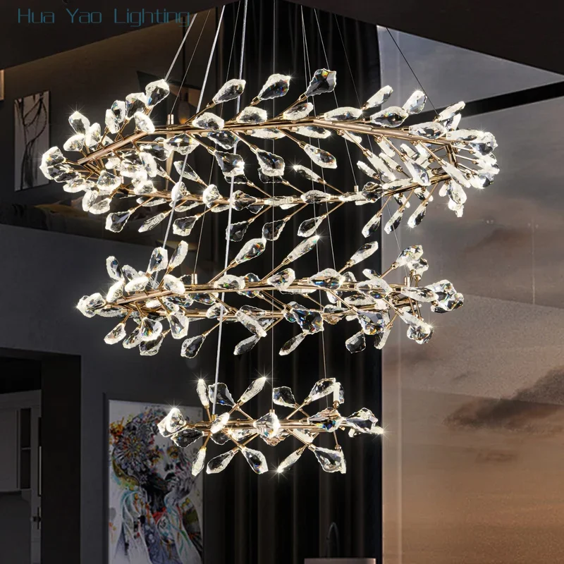 Luxury Modern Leaf Crystal Chandelier Ring for Living Room Dining Lobby Branch Round K9 Crystal Pendant Chandeliers Lights Vila
Luxury Modern Leaf Crystal Chandelier Ring for Living Room Dining Lobby Branch Round K9 Crystal Pendant Chandeliers Lights Vila