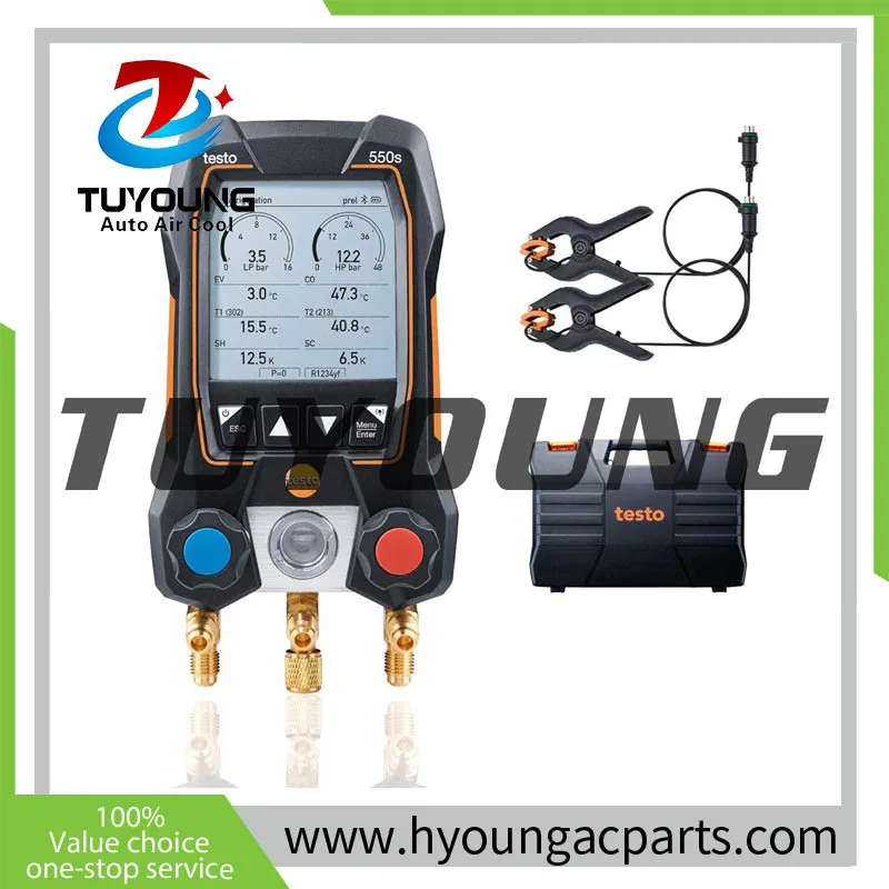 TUYOUNG automobile air conditioning tool: Testo - 550i Auto Kit with App Operated Digital Manifold, Pipe Clamp
TUYOUNG automobile air conditioning tool: Testo - 550i Auto Kit with App Operated Digital Manifold, Pipe Clamp