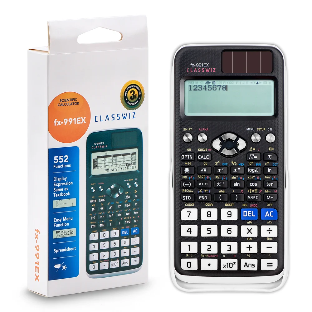 991EX Scientific Calculator Original Digital Large Display For High School University Solar 696 Functions Scientific Calculator
991EX Scientific Calculator Original Digital Large Display For High School University Solar 696 Functions Scientific Calculator
