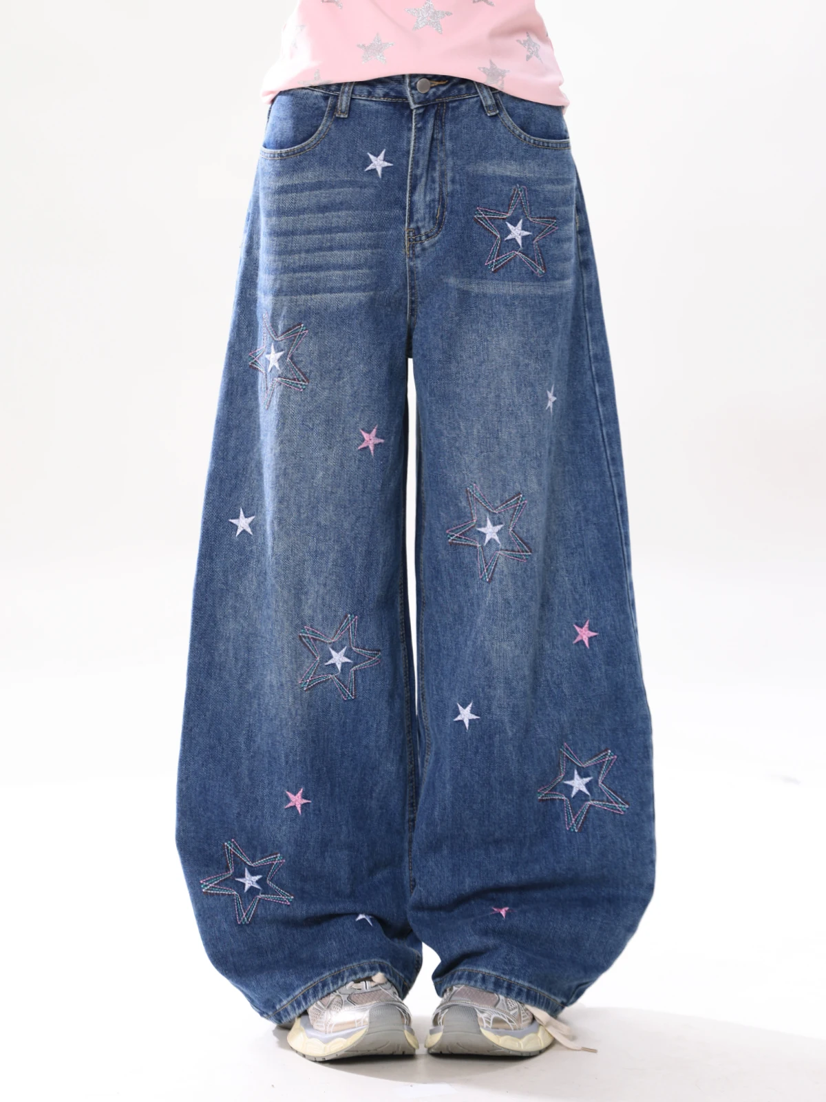 ENJOG American Style Patchwork Star Embroidery Washed Denim Women's Spring Summer New High Waist Loose Wide Leg Knife Pants
ENJOG American Style Patchwork Star Embroidery Washed Denim Women's Spring Summer New High Waist Loose Wide Leg Knife Pants