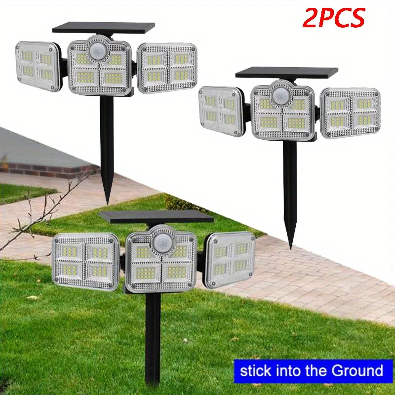 2pcs Solar Light Outdoor 122 LED Solar LED Spot Light Security Ground Light, 3 Heads Motion Sensor Light Wide Angle Flood Wall Light 3 Modes, Without Remote Control
2pcs Solar Light Outdoor 122 LED Solar LED Spot Light Security Ground Light, 3 Heads Motion Sensor Light Wide Angle Flood Wall Light 3 Modes, Without Remote Control