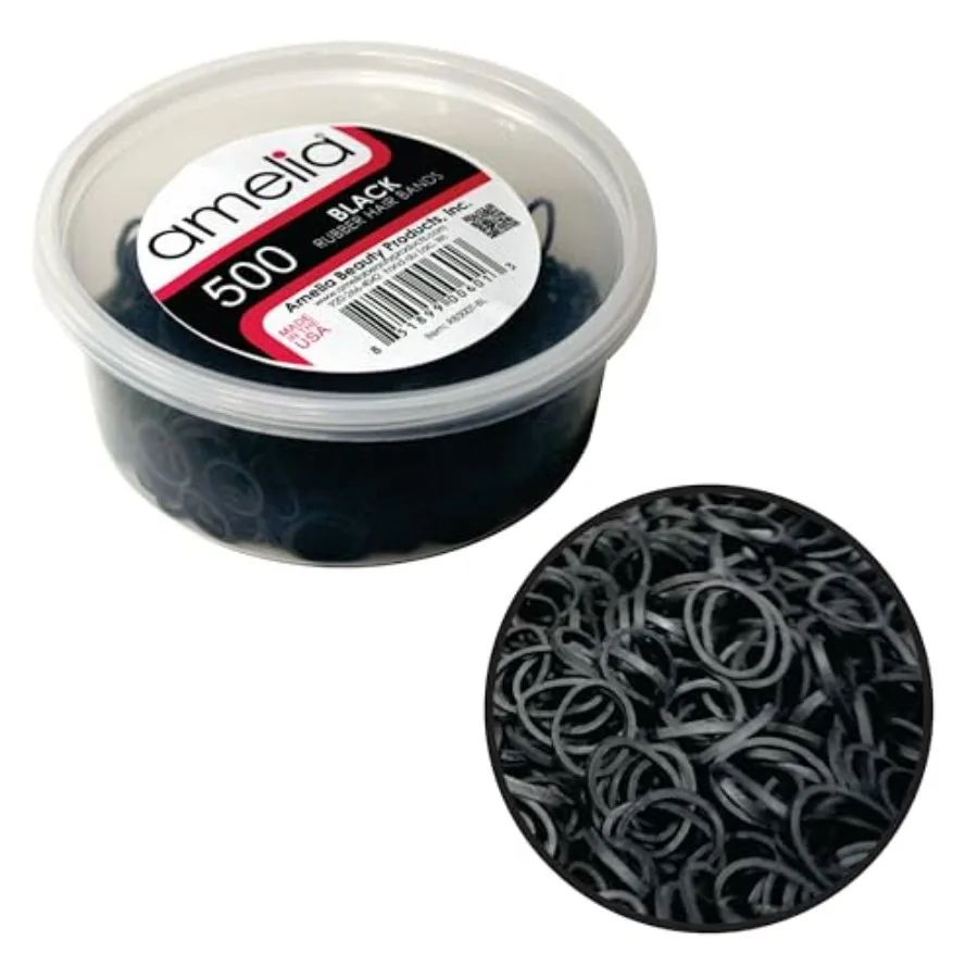 Amelia Beauty 500 Count Small Rubber Bands for Hair ½" Black- Made in USA - Recloseable Container - Mini Hair Elastics for Brai
Amelia Beauty 500 Count Small Rubber Bands for Hair ½" Black- Made in USA - Recloseable Container - Mini Hair Elastics for Brai