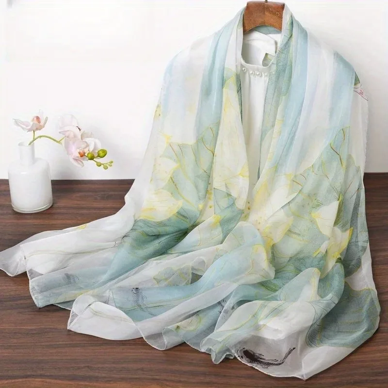 Lightweight Large 100% Mulberry Silk Chiffon Scarf for Women Oblong Shawl Neck Scarf Beach Wrap Headscarf Gift Pack Green Lotus
Lightweight Large 100% Mulberry Silk Chiffon Scarf for Women Oblong Shawl Neck Scarf Beach Wrap Headscarf Gift Pack Green Lotus