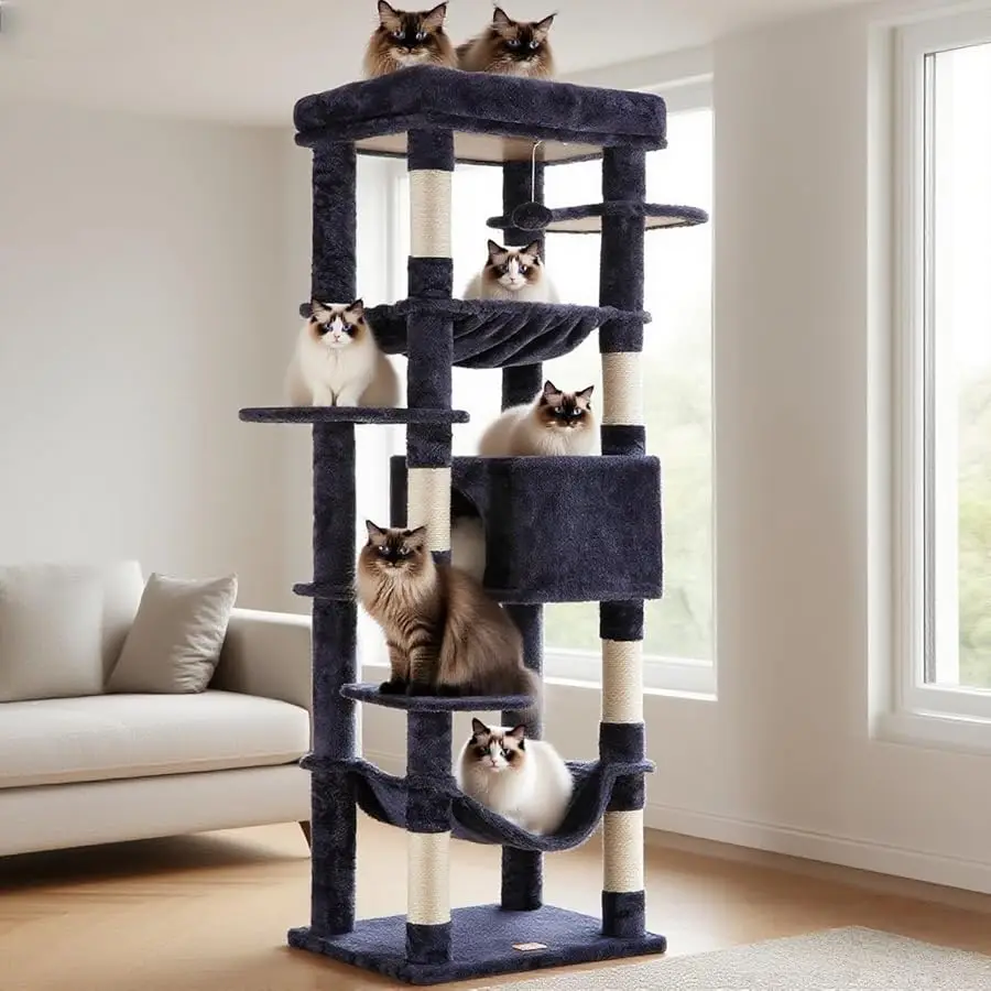 Heybly Cat Tree for Large Cats 20 lbs Heavy Duty,69 inches XXL Cat Tower for Indoor Cats,Multi-Level Furniture Condo with Big Pa
Heybly Cat Tree for Large Cats 20 lbs Heavy Duty,69 inches XXL Cat Tower for Indoor Cats,Multi-Level Furniture Condo with Big Pa