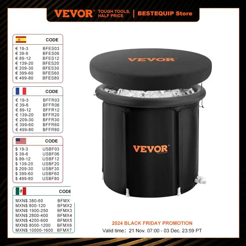 VEVOR Ice Bath Tub Cold Water Therapy Plunge Tub for Athletes Portable Outdoor Ice Barrel Plunge Pool Inflatable Folding Bathtub
VEVOR Ice Bath Tub Cold Water Therapy Plunge Tub for Athletes Portable Outdoor Ice Barrel Plunge Pool Inflatable Folding Bathtub