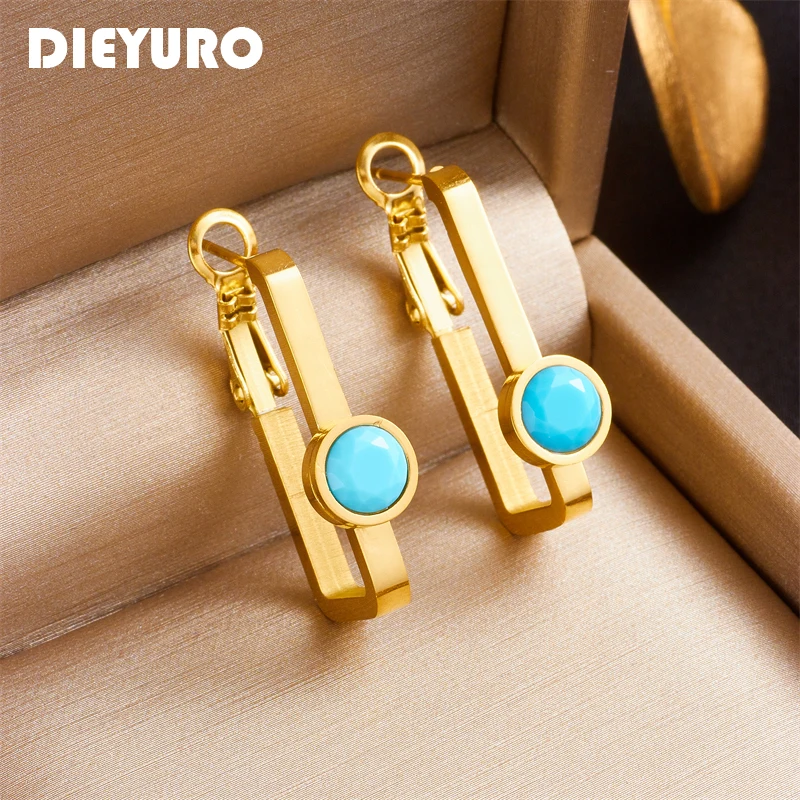 DIEYURO 316L Stainless Steel Round Green Stone Earrings For Women Fashion Geometric Ear Buckle Jewelry Girl Party Gift Brincos
DIEYURO 316L Stainless Steel Round Green Stone Earrings For Women Fashion Geometric Ear Buckle Jewelry Girl Party Gift Brincos