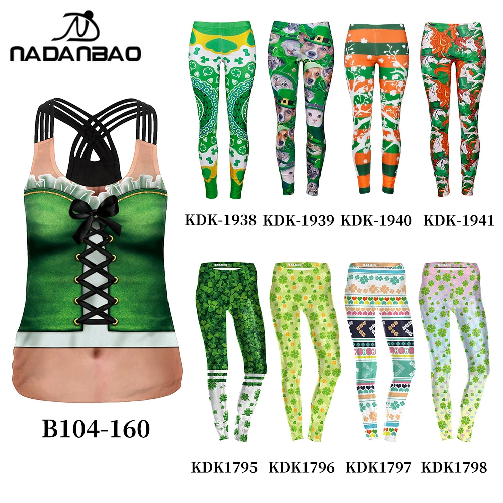 Nadanbao Women Shamrock Pants Set St. Patrick's Day Sleeveless Cross Tank Top Four Leaf Clover Print Leggings Elastic Trousers
Nadanbao Women Shamrock Pants Set St. Patrick's Day Sleeveless Cross Tank Top Four Leaf Clover Print Leggings Elastic Trousers