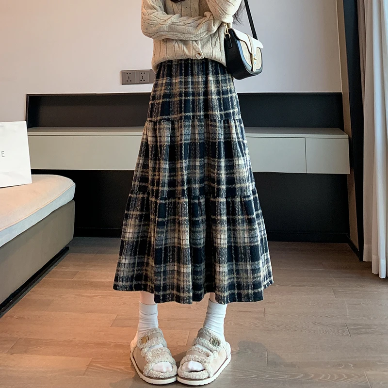 2024 Autumn Winter Women Retro High Waist A-line Skirts Female Thicken Plaid Woolen Skirt Ladies Long Loose Pleated Skirts M10
2024 Autumn Winter Women Retro High Waist A-line Skirts Female Thicken Plaid Woolen Skirt Ladies Long Loose Pleated Skirts M10
