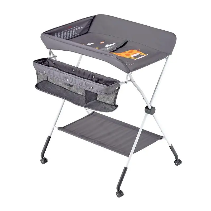 Changing table, foldable changing station with side basket, height-adjustable portable changing table with lockable wheels, multifunctional storage organizer for the nursery, dark grey
Changing table, foldable changing station with side basket, height-adjustable portable changing table with lockable wheels, multifunctional storage organizer for the nursery, dark grey