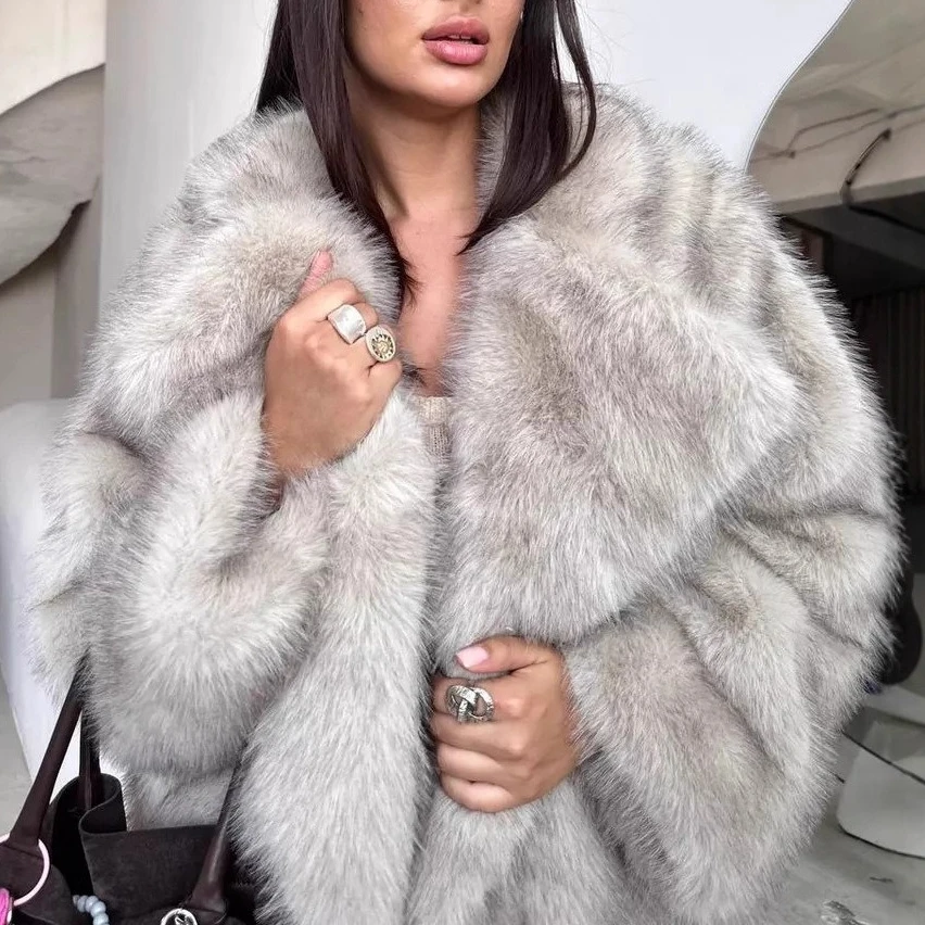 Women Faux Fur Coats Solid Fur Jackets Mid Length Turn Down Collar Long Sleeves Thick Warm Fur Loose Casual 2025 Autumn Winter
Women Faux Fur Coats Solid Fur Jackets Mid Length Turn Down Collar Long Sleeves Thick Warm Fur Loose Casual 2025 Autumn Winter