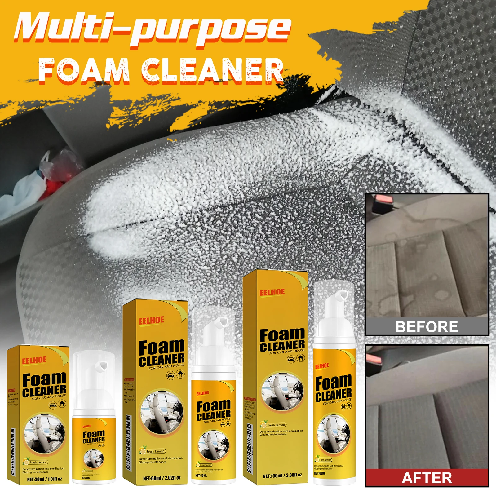 Multi-purpose Foam Car Cleaner Power Decontamination Seat Steering Wheel Interior Detailing Maintenance Car Interior Care Spray
Multi-purpose Foam Car Cleaner Power Decontamination Seat Steering Wheel Interior Detailing Maintenance Car Interior Care Spray