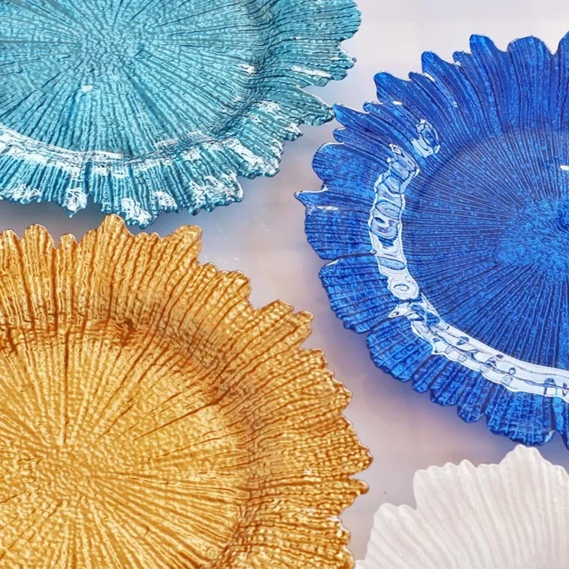 Colored Glass Plate Golden Sun Pad Plate Large European Decorative Plate Kitchen Supplies Special for High-end Restaurant
Colored Glass Plate Golden Sun Pad Plate Large European Decorative Plate Kitchen Supplies Special for High-end Restaurant