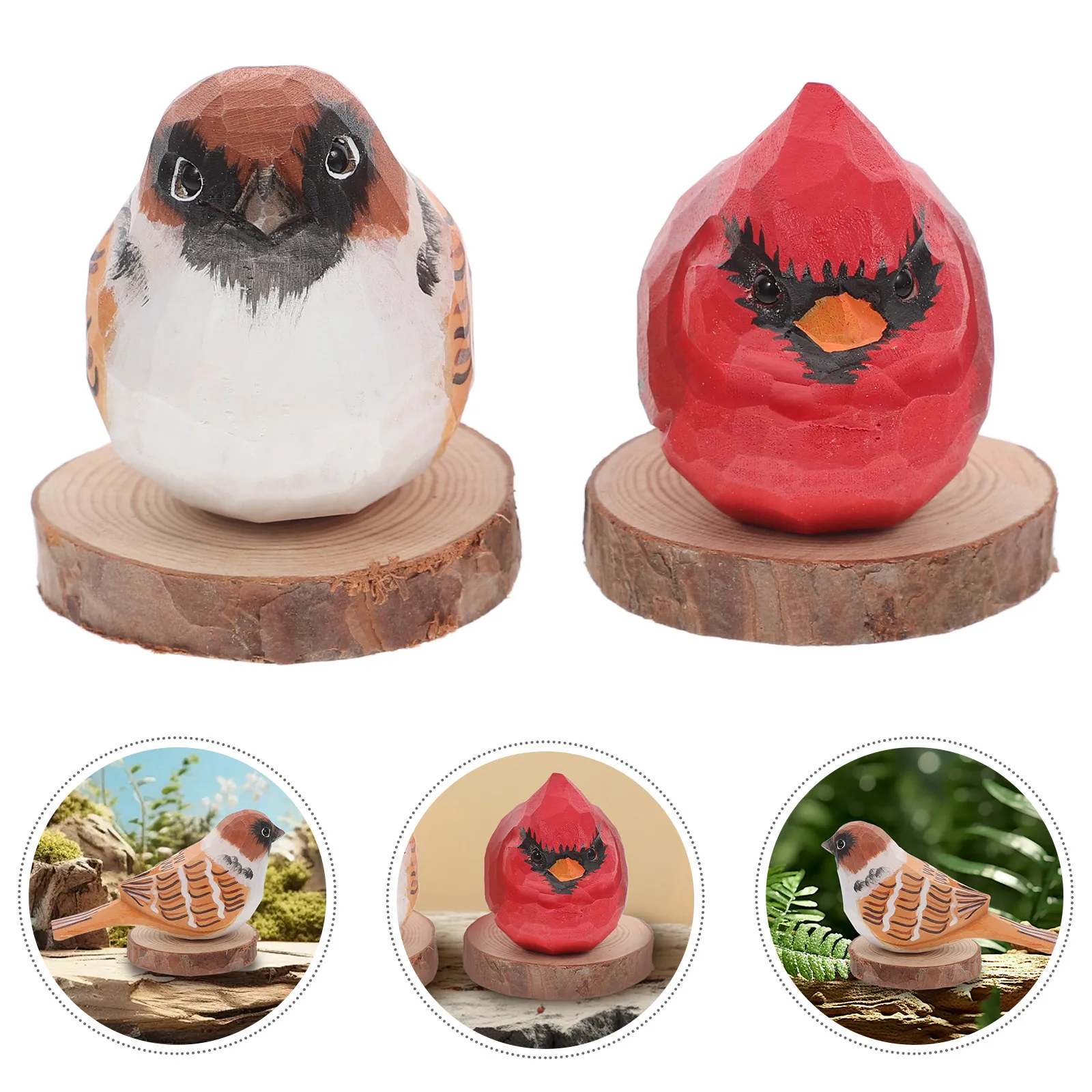 2pcs Hand Carved Wooden Sparrow Statues Red Cardinal Bird Figurines Decor Small Animal Statues Vintage Wood Bird
2pcs Hand Carved Wooden Sparrow Statues Red Cardinal Bird Figurines Decor Small Animal Statues Vintage Wood Bird