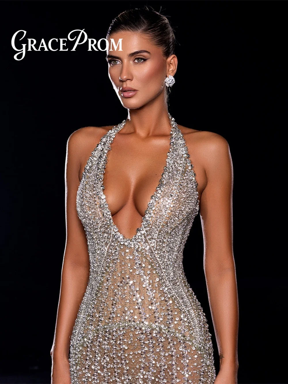 Luxurious Halter Neck Evening Dress Elegant Sleeveless Crystal Carpet Gown Exquisite A Line Beaded Party Gown فساتين سه
Luxurious Halter Neck Evening Dress Elegant Sleeveless Crystal Carpet Gown Exquisite A Line Beaded Party Gown فساتين سه