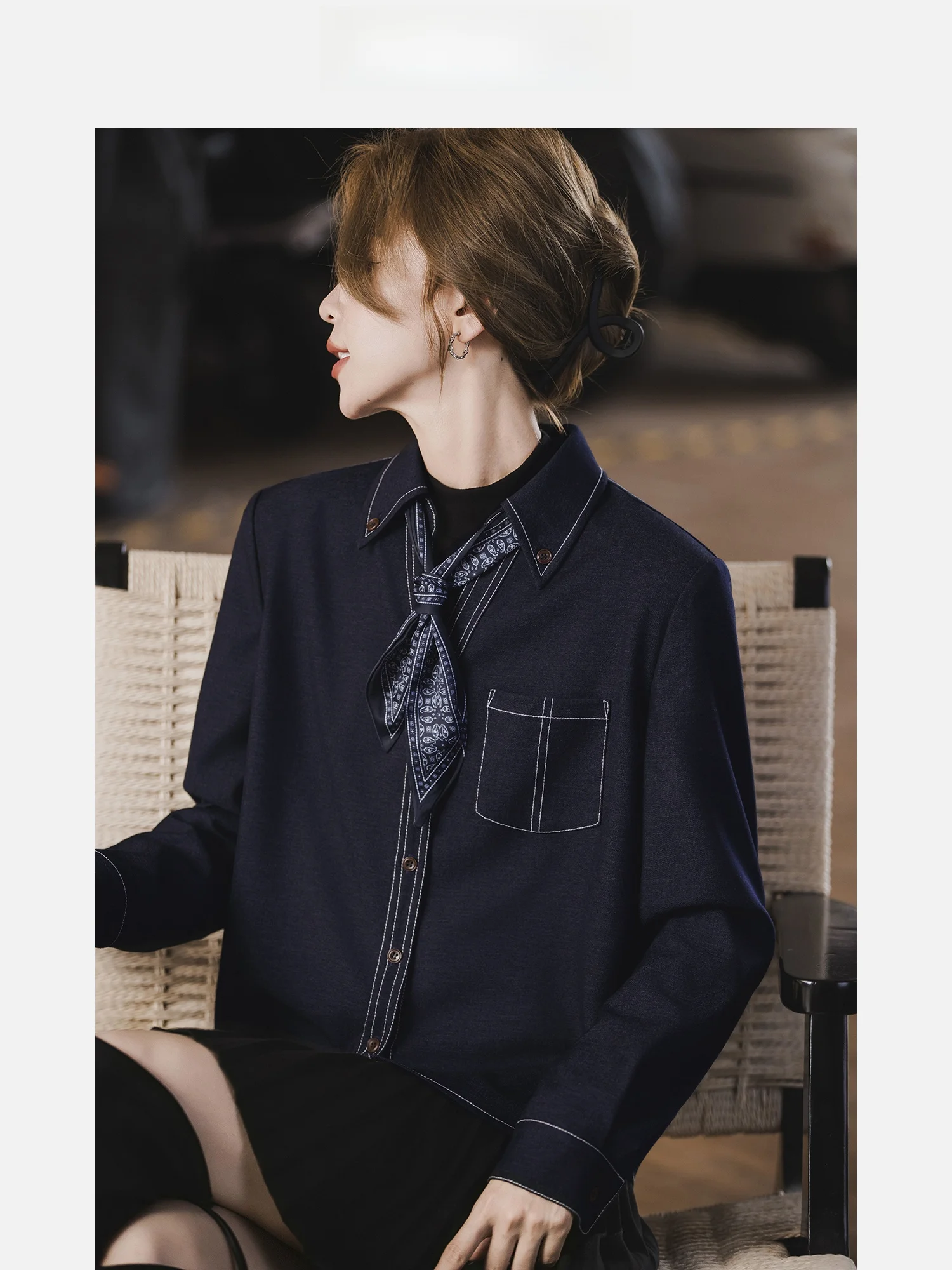 Hong Kong Sle Color Blo Denim irt Women's Spring New Simple Match Slimming Top Versatile Straight Cut Long Sve irt
Hong Kong Sle Color Blo Denim irt Women's Spring New Simple Match Slimming Top Versatile Straight Cut Long Sve irt