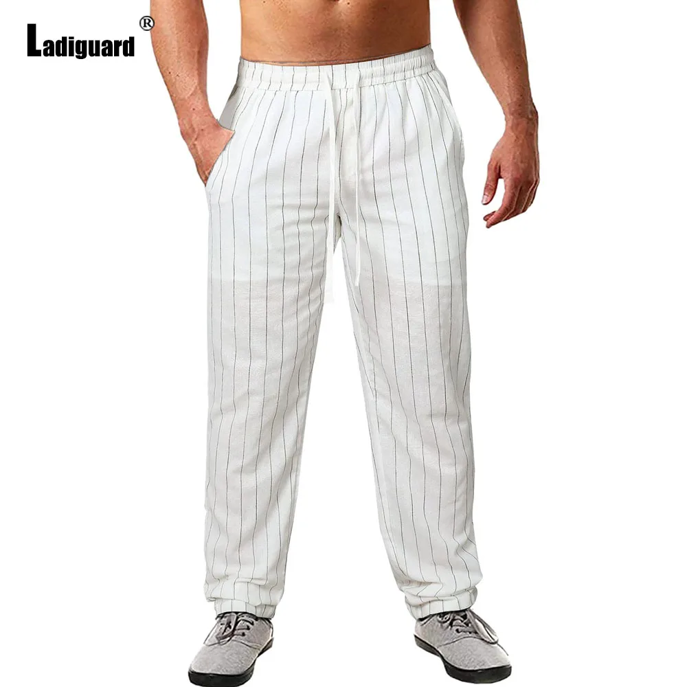 2024 Men Fashion Leisure Straight Leg Pants Striped Cotton Linen Full-Length Trouser Plus Size Mens Casual Drawstring Sweatpants
2024 Men Fashion Leisure Straight Leg Pants Striped Cotton Linen Full-Length Trouser Plus Size Mens Casual Drawstring Sweatpants