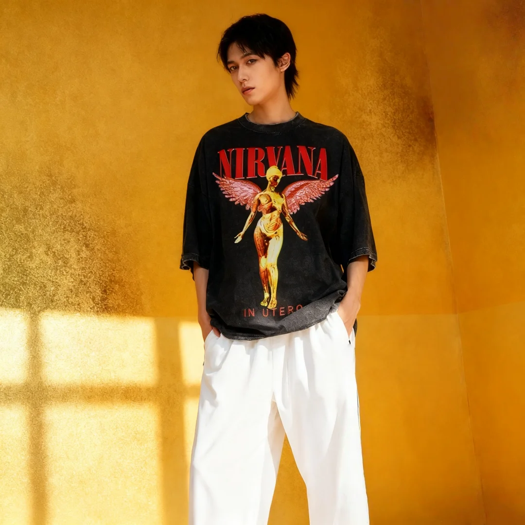 Мужская стираная футболка In Utero Angel For Nirvana, мужская винтажная футболка в стиле рок-альбом, повседневная удобная уличная футболка
Мужская стираная футболка In Utero Angel For Nirvana, мужская винтажная футболка в стиле рок-альбом, повседневная удобная уличная футболка