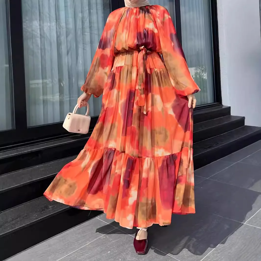 Muslim Fashion Abaya Seaside Vacation Style Fashion Printed Floor Length Loose Puff SleeveTie Waist Dresses Women Casual Dress
Muslim Fashion Abaya Seaside Vacation Style Fashion Printed Floor Length Loose Puff SleeveTie Waist Dresses Women Casual Dress