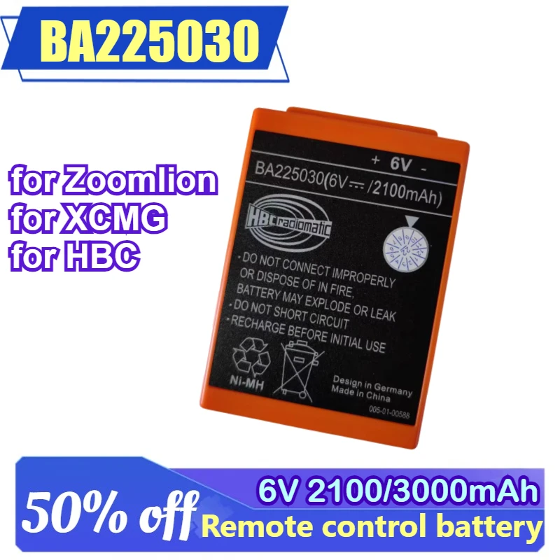 BA225030 для Sany for Zoomlion для XCMG для HBC аксессуары для бетононасосов грузовиков 6 В 2100/3000 мАч аккумулятор с дистанционным управлением
BA225030 для Sany for Zoomlion для XCMG для HBC аксессуары для бетононасосов грузовиков 6 В 2100/3000 мАч аккумулятор с дистанционным управлением