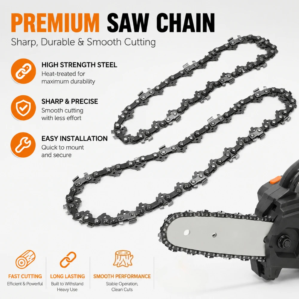 Durable Saw Chain 37 Drive Link 1/4" Pitch 6 Inch Universal Fitting Accessory for Handheld Rechargeable Electric Chainsaw Use
Durable Saw Chain 37 Drive Link 1/4" Pitch 6 Inch Universal Fitting Accessory for Handheld Rechargeable Electric Chainsaw Use
