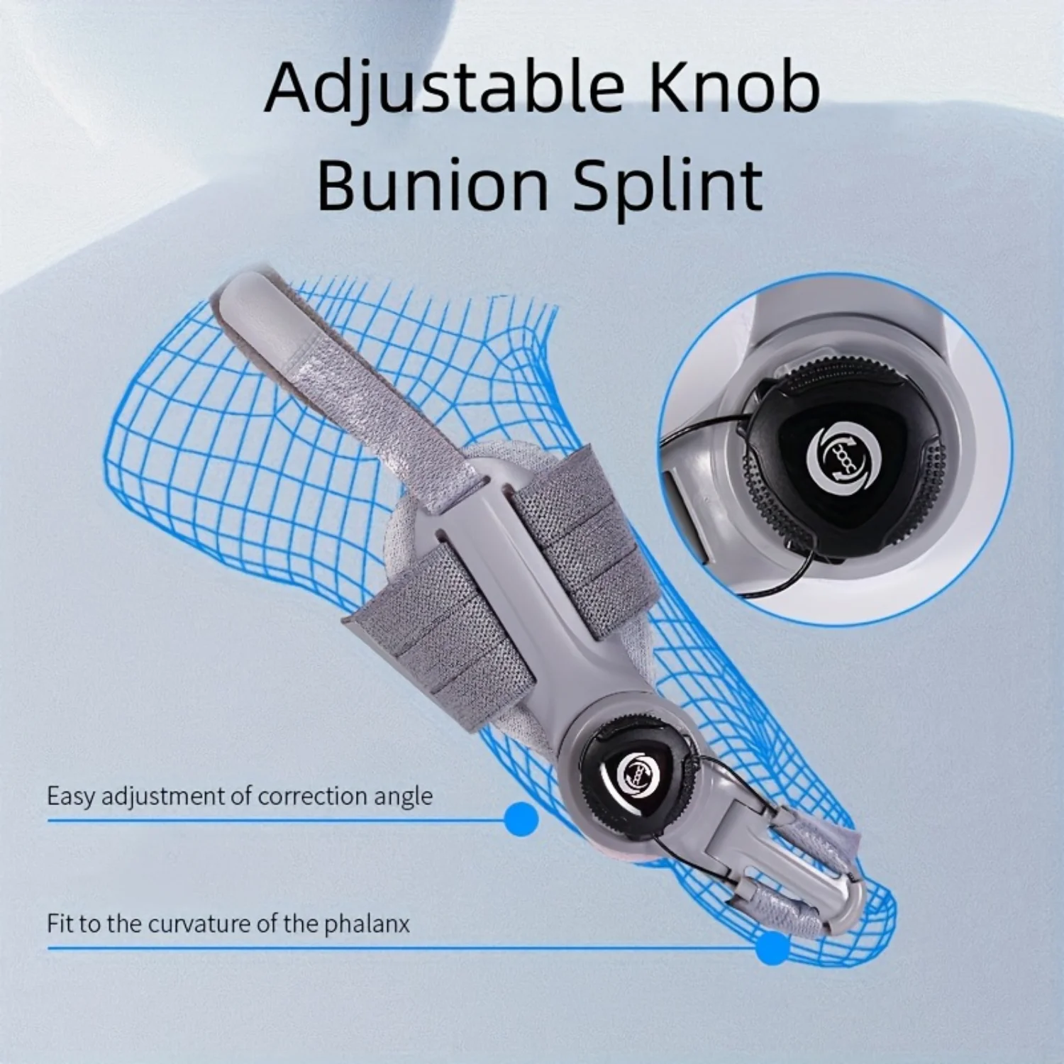 1PC Hallux Valgus Corrector Knob Adjustable, Angle Male And Female Toe Corrector Fixed Belt Thickened Silicone Pad Corrector
1PC Hallux Valgus Corrector Knob Adjustable, Angle Male And Female Toe Corrector Fixed Belt Thickened Silicone Pad Corrector