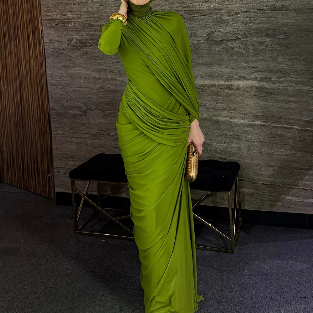 Customized Straight Evening Dresses Floor-length O-neck Full Sleeve Prom Gown Simple Fashion Pleat Draped Casual Party Gown
Customized Straight Evening Dresses Floor-length O-neck Full Sleeve Prom Gown Simple Fashion Pleat Draped Casual Party Gown