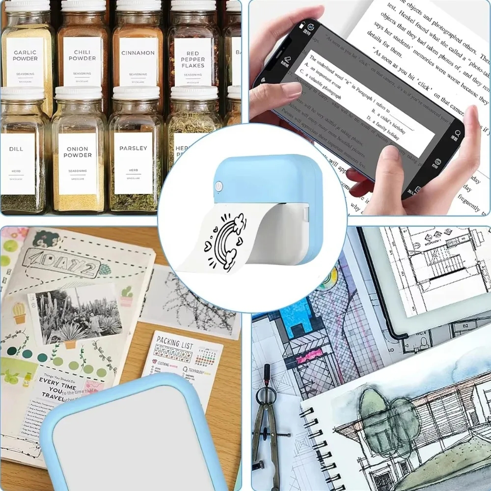 New Thermal Mini Printer Pocket Wireless Portable Thermal Printer Sticker Paper Portable Inkless Printer