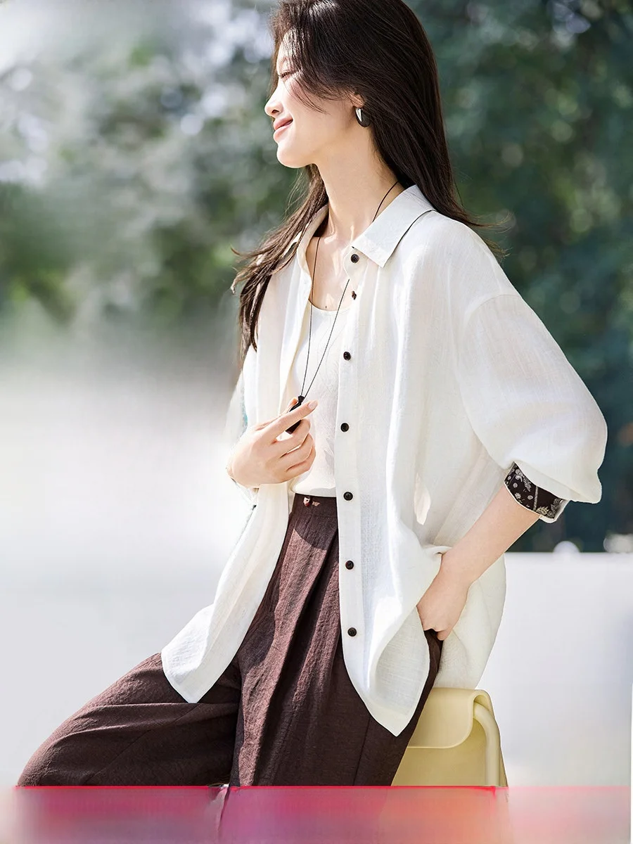 Mehai Casual Long Sve irt Linen Blend Comfortable Breathable Loose Fit Color Blo Vintage Sle Women's Spring Faion
Mehai Casual Long Sve irt Linen Blend Comfortable Breathable Loose Fit Color Blo Vintage Sle Women's Spring Faion