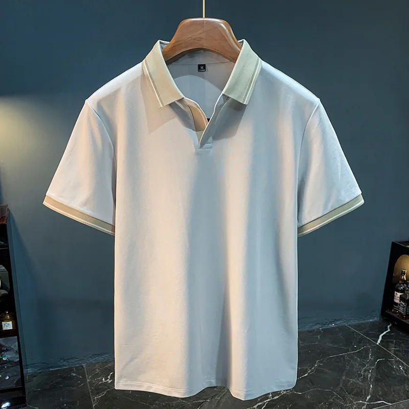 Classic contrasting color V-neck polo shirt for men's 2025 summer new fashion business lapel short sleeved T-shirt
Classic contrasting color V-neck polo shirt for men's 2025 summer new fashion business lapel short sleeved T-shirt