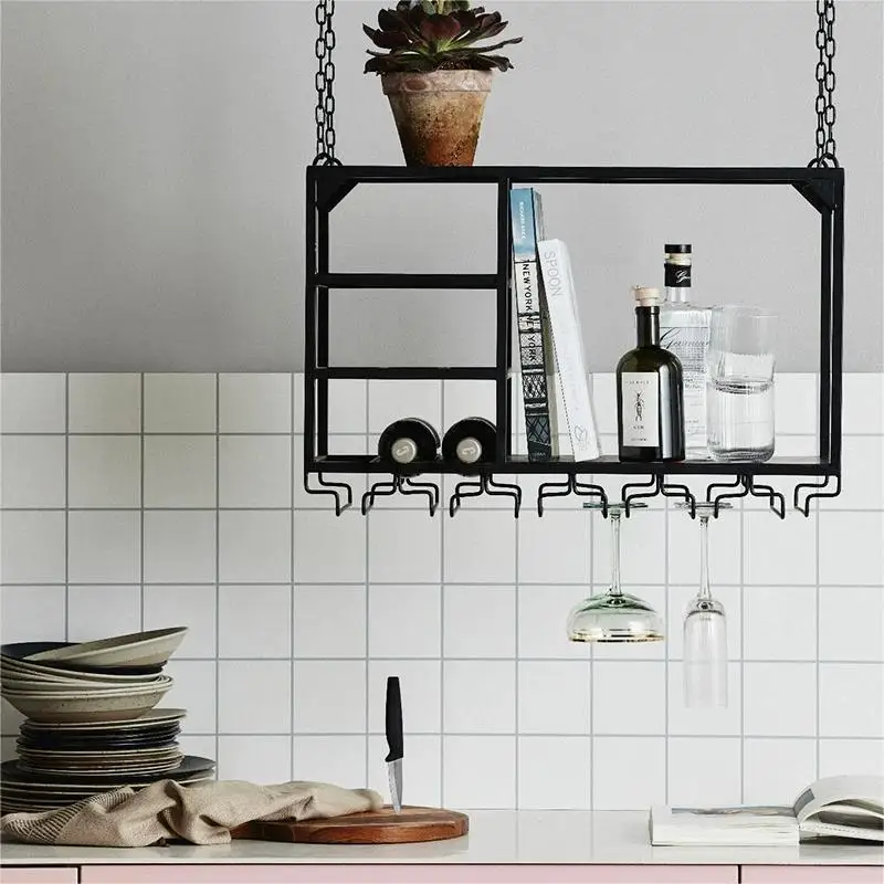 Simple and modern wrought iron wine rack, wall hanging hanger, upside down wine glass rack, hanging wine cabinet rack
Simple and modern wrought iron wine rack, wall hanging hanger, upside down wine glass rack, hanging wine cabinet rack