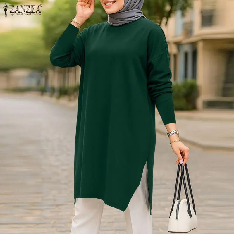 Женская длинная блузка ZANZEA 2026: Модная трикотажная рубашка с круглым вырезом и длинным рукавом в турецком стиле, исламская одежда, хиджаб, абайя
Женская длинная блузка ZANZEA 2026: Модная трикотажная рубашка с круглым вырезом и длинным рукавом в турецком стиле, исламская одежда, хиджаб, абайя