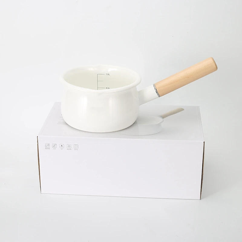Hot Enamel Milk Pot Wooden Handle Gas Stove Induction Cooker Baby Breakfast Milk Coffee Pot Cookware Single Handle Pan
Hot Enamel Milk Pot Wooden Handle Gas Stove Induction Cooker Baby Breakfast Milk Coffee Pot Cookware Single Handle Pan