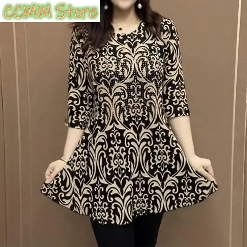 Spring Summer 3/4 Sleeve Shirt Vintage Printed Stylish Diamonds Female Clothing Commute O-Neck Loose Casual All-match Blouse New
Spring Summer 3/4 Sleeve Shirt Vintage Printed Stylish Diamonds Female Clothing Commute O-Neck Loose Casual All-match Blouse New