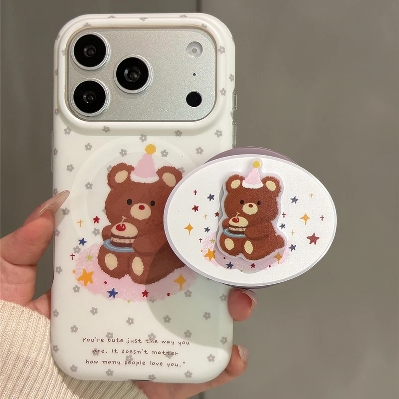 Cartoon Cute Cake Bear Magnetic Protective Phone Case For iPhone 17 Pro Max 16 15 Back Cover Holder With MagSafe
Cartoon Cute Cake Bear Magnetic Protective Phone Case For iPhone 17 Pro Max 16 15 Back Cover Holder With MagSafe